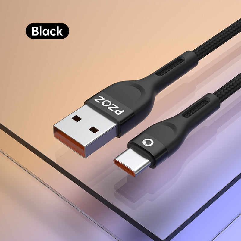 Nýtt PZOZ 66W 6A hleðslusnúra 100W USB Type C Cable
